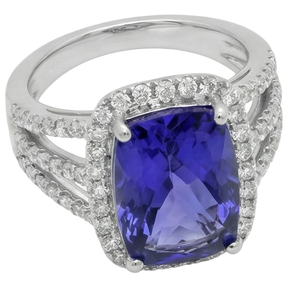 echter round tansanit 6.55Karat ring Draufsicht