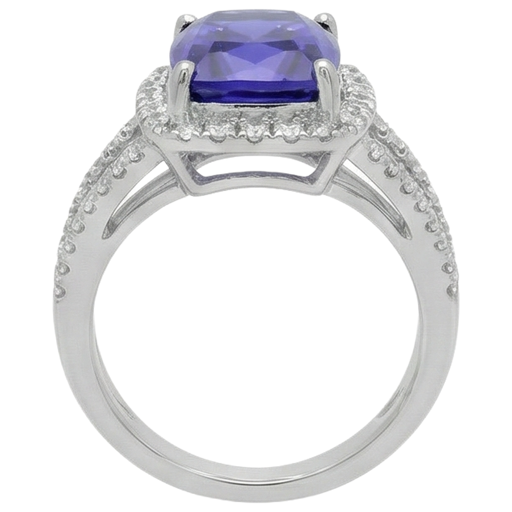 echter round tansanit 6.55Karat ring Profilansicht