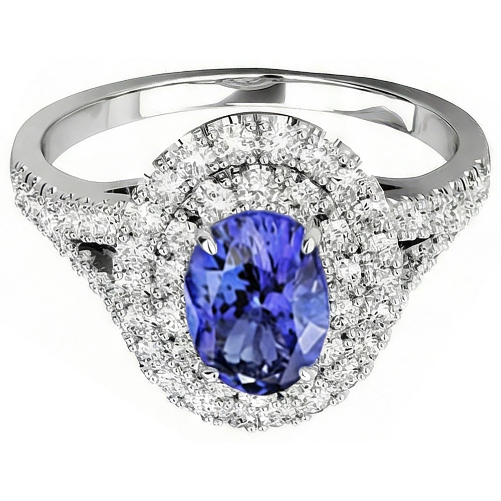 echter oval tansanit 6.75Karat ring Seitenansicht