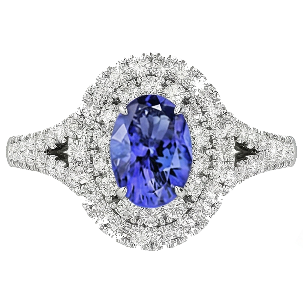 echter oval tansanit 6.75Karat ring Draufsicht