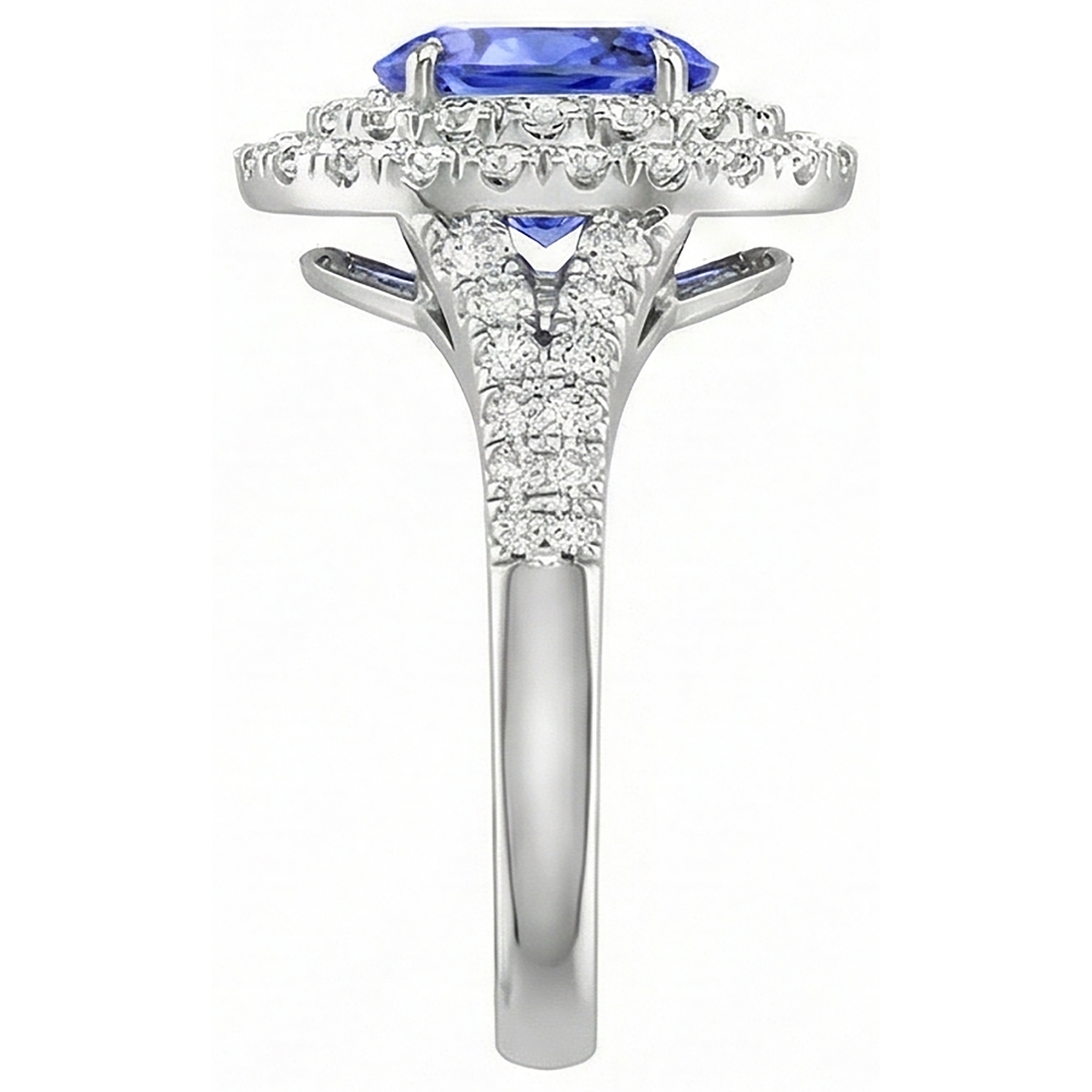 echter oval tansanit 6.75Karat ring Profilansicht