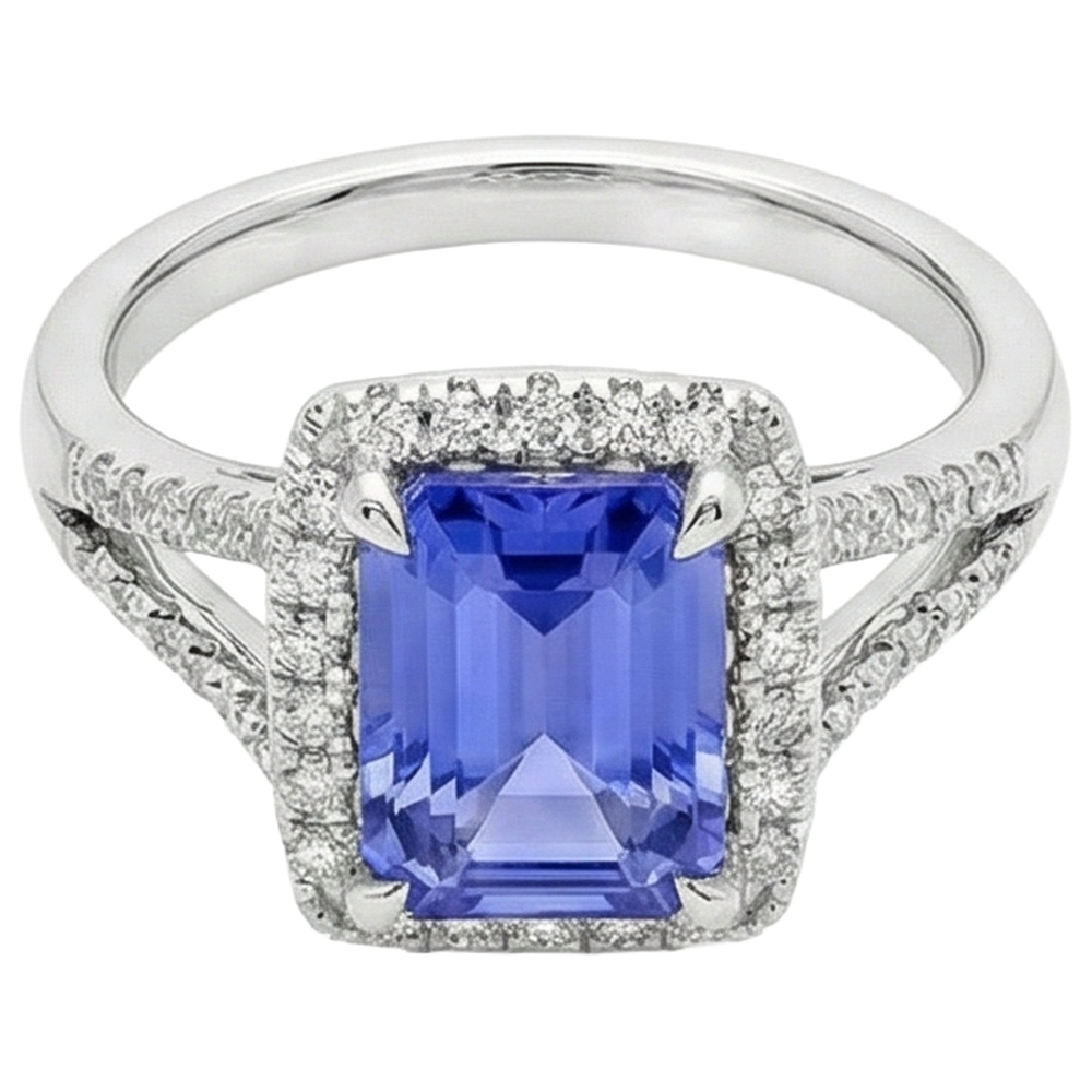 echter round tansanit 5.50Karat ring Detailansicht