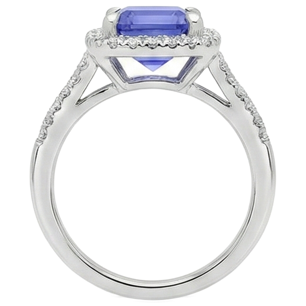 echter round tansanit 5.50Karat ring Profilansicht