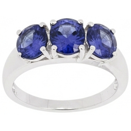 6 Karat Blauer Tansanit Ring Weißgold 3 Stein Edelsteine Neu