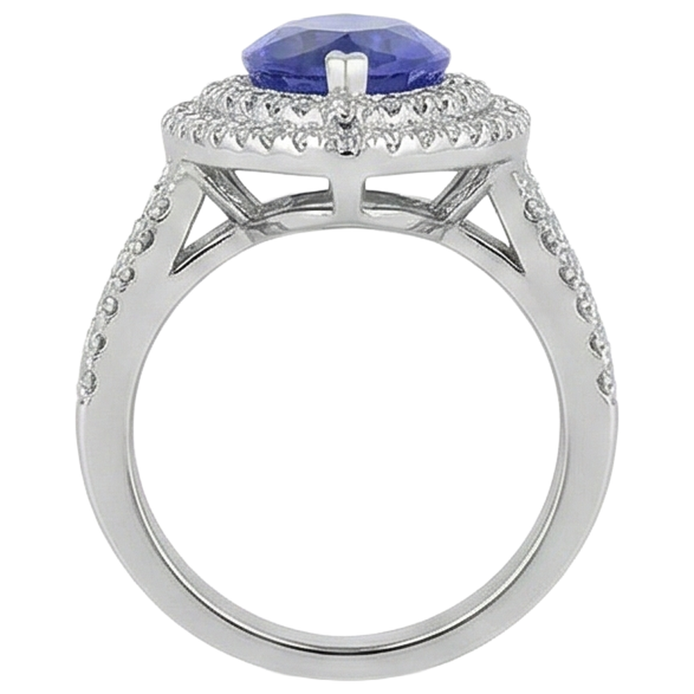 6 Karat Diamant mit Tansanit-Stein-Ring im Marquise-Schliff Weißgold 14K