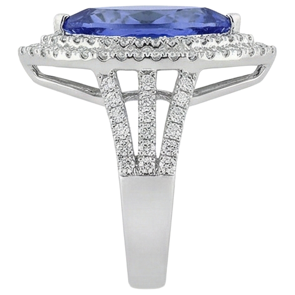 6 Karat Diamant mit Tansanit-Stein-Ring im Marquise-Schliff Weißgold 14K