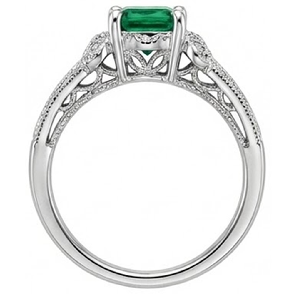 6 Karat Grön Smaragd-Diamant-Ring im Princess-Schliff Weißgold Feiner Schmuck