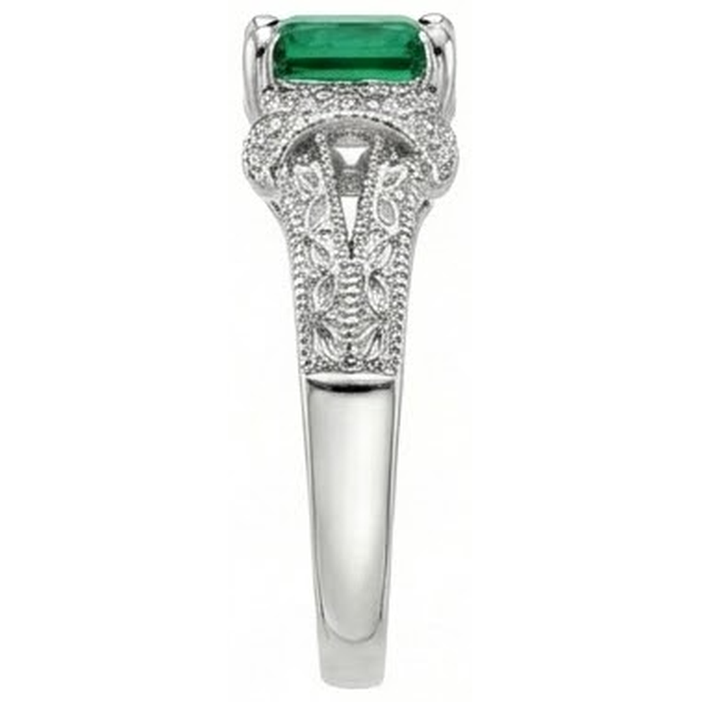 6 Karat Grön Smaragd-Diamant-Ring im Princess-Schliff Weißgold Feiner Schmuck