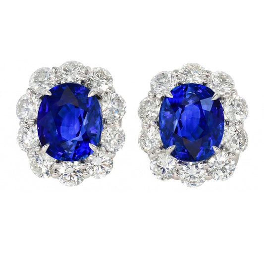 echter oval saphir 6Karat ohrring Vorderansicht