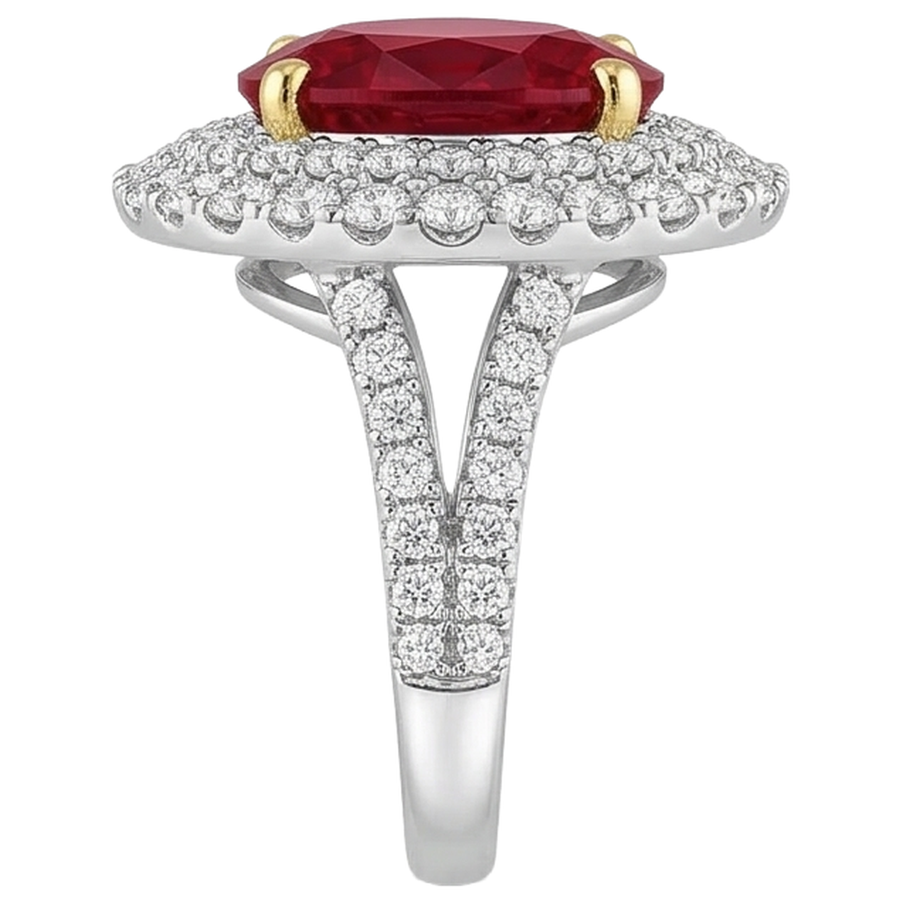 6 Karat Roter Rubin Mit Diamanten Ring Krappenset Gold 14K