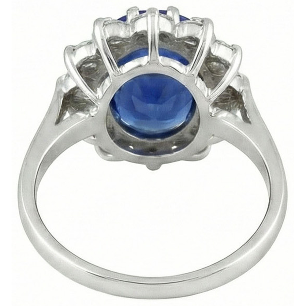 6 Karat Sri Lanka Blauer Saphir Diamanten Ring 14K Weißgold