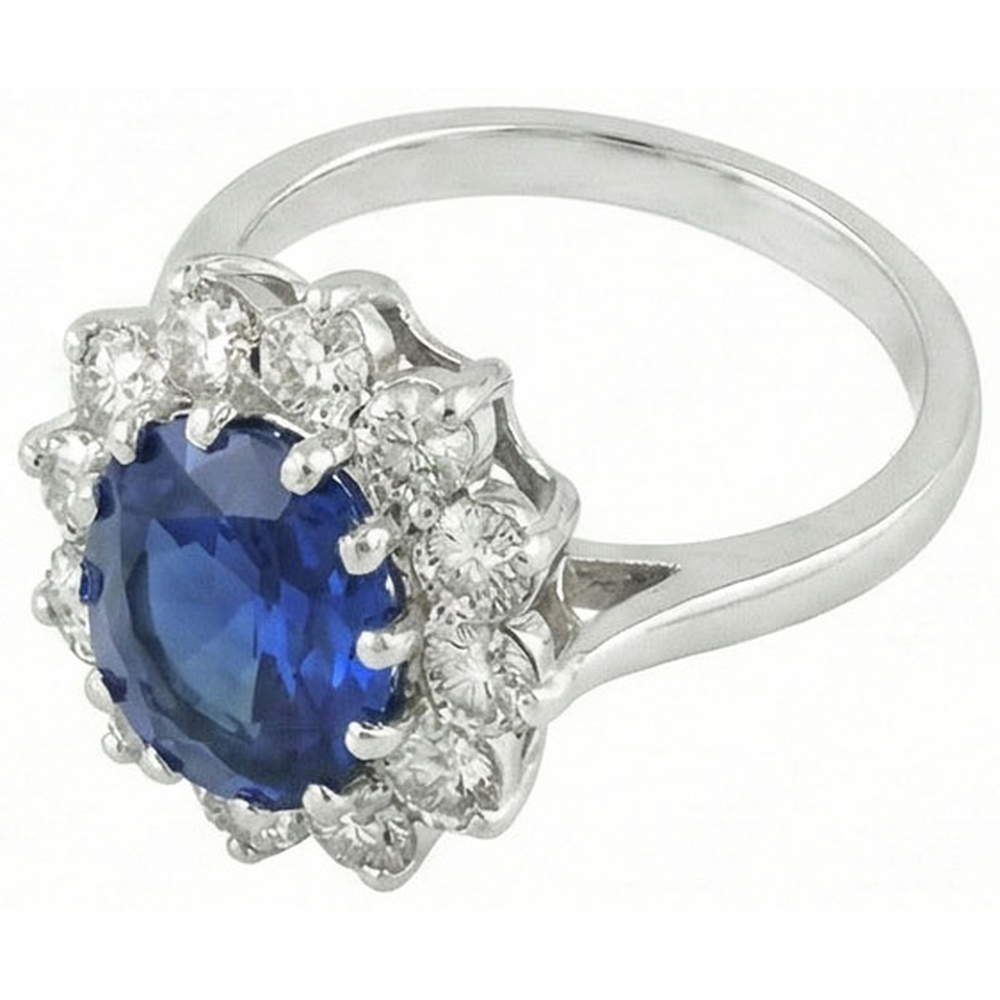 6 Karat Sri Lanka Blauer Saphir Diamanten Ring 14K Weißgold