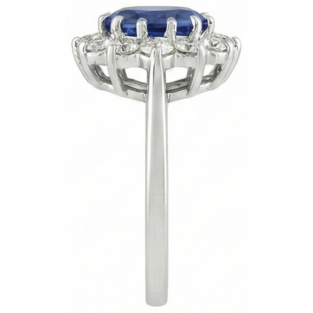 6 Karat Sri Lanka Blauer Saphir Diamanten Ring 14K Weißgold