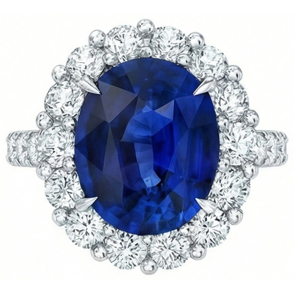 echter oval diamant 6Karat ring Seitenansicht