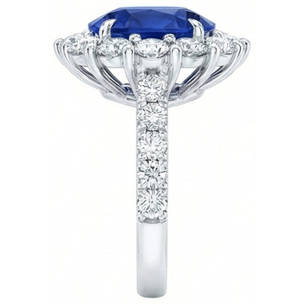 echter oval diamant 6Karat ring Profilansicht