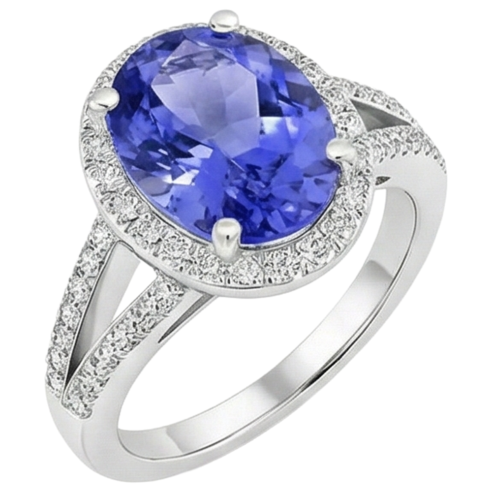echter oval tansanit 5.50Karat ring Detailansicht