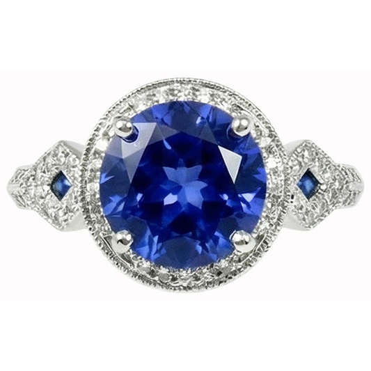 echter round diamant 14Karat ring Vorderansicht