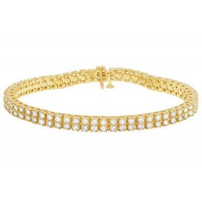 6.70 Karat Doppelreihiges Natürliche Diamanten Tennisarmband Gelbgold 14K