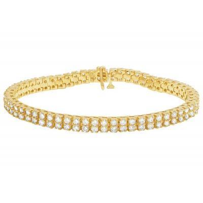 6.70 Karat Doppelreihiges Natürliche Diamanten Tennisarmband Gelbgold 14K