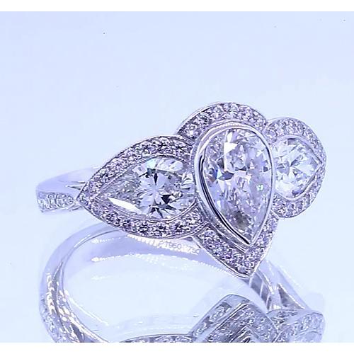 6 Karat Birnen-Natürliche Diamant-Jubiläumsring Vintage-Stil Weißgold 14K