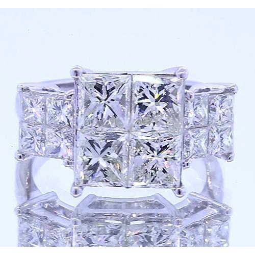 6 Karat Echt Diamant-Verlobungsring Princess Cut Weißgold 14K