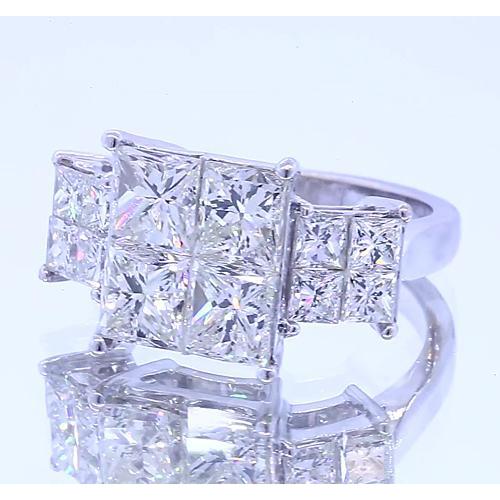 6 Karat Echt Diamant-Verlobungsring Princess Cut Weißgold 14K