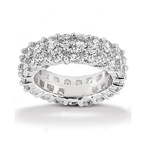 6 Karat Echt Diamant Doppelreihiger Weißgold Eternity Ehering