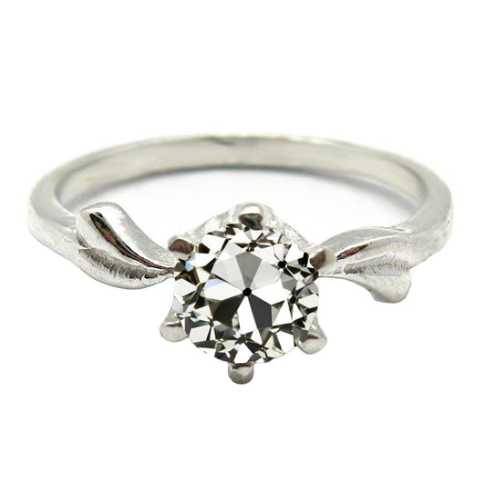 Antik-Kissen-Schliff Edler Diamant Ring in 14 Karat Weißgold – Hauptansicht