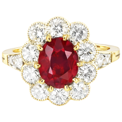 6,25 Karat Krappenbesatz Rubin und Diamanten Jubiläumsring