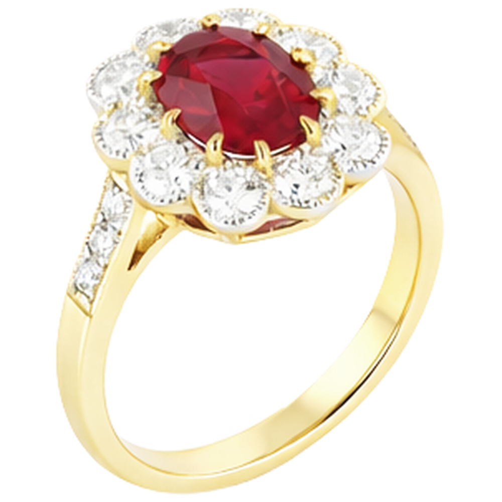6,25 Karat Krappenbesatz Rubin und Diamanten Jubiläumsring