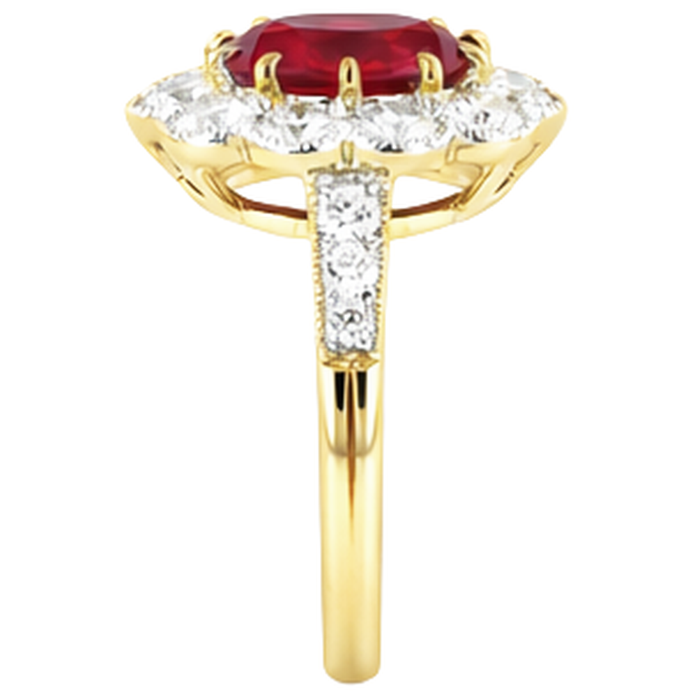 6,25 Karat Krappenbesatz Rubin und Diamanten Jubiläumsring