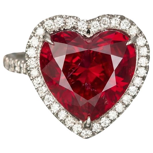 6,25 Karat Rubin-Edelstein-Diamant-Ring im Herzschliff Weißgold 14K
