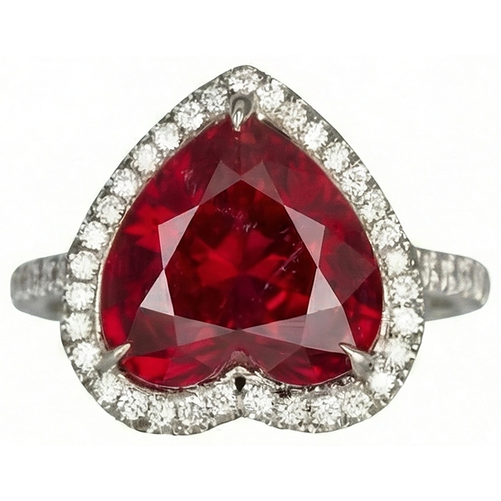 6,25 Karat Rubin-Edelstein-Diamant-Ring im Herzschliff Weißgold 14K
