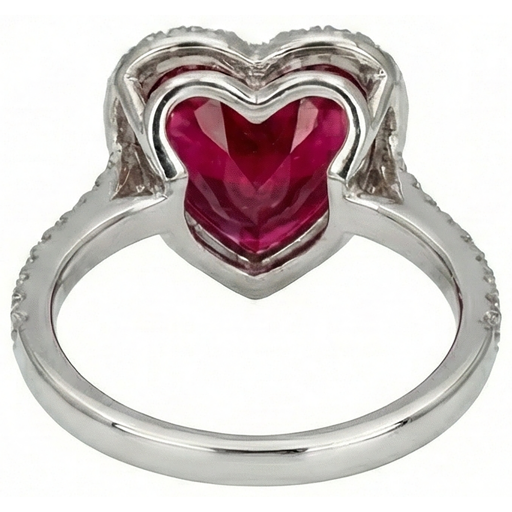 6,25 Karat Rubin-Edelstein-Diamant-Ring im Herzschliff Weißgold 14K