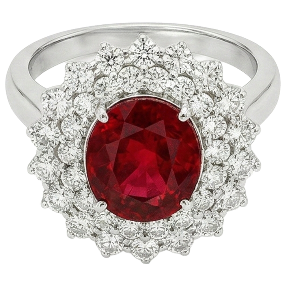 echter oval rubin 4.50Karat ring Vorderansicht