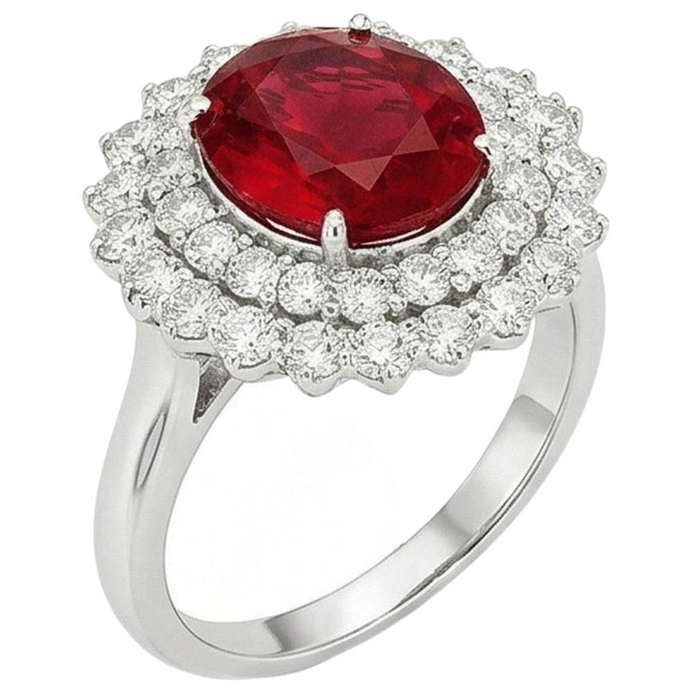 echter oval rubin 4.50Karat ring Detailansicht