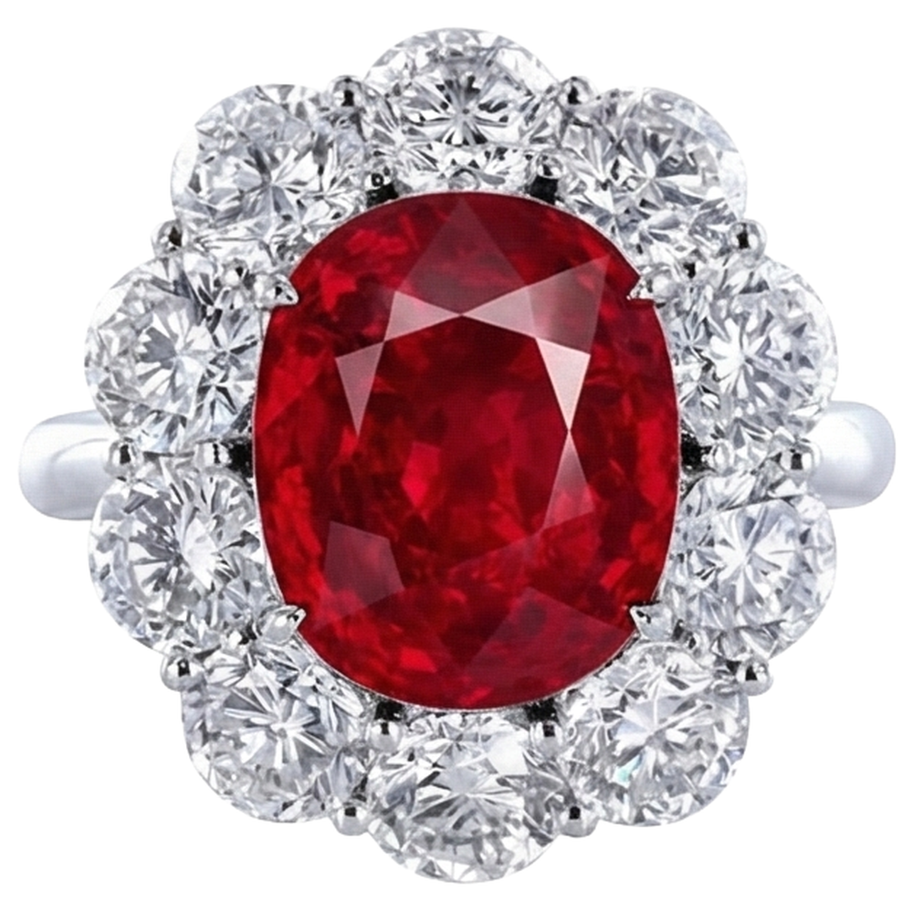 echter oval rubin 6.5Karat ring Detailansicht