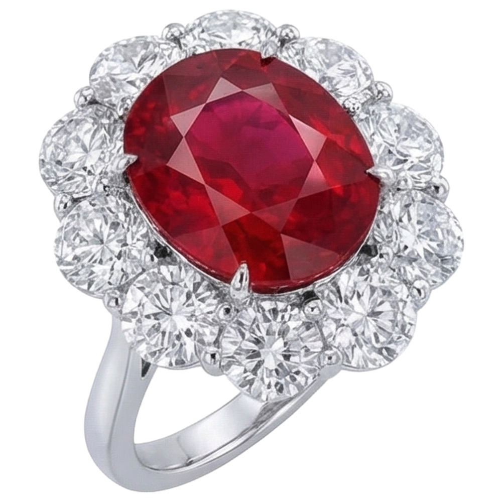 echter oval rubin 6.5Karat ring Draufsicht