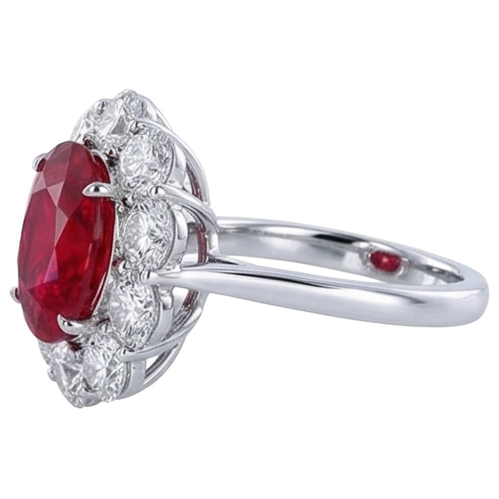 echter oval rubin 6.5Karat ring Profilansicht