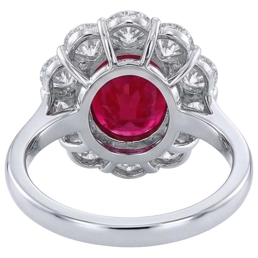 echter oval rubin 6.5Karat ring mit Diamantbesatz