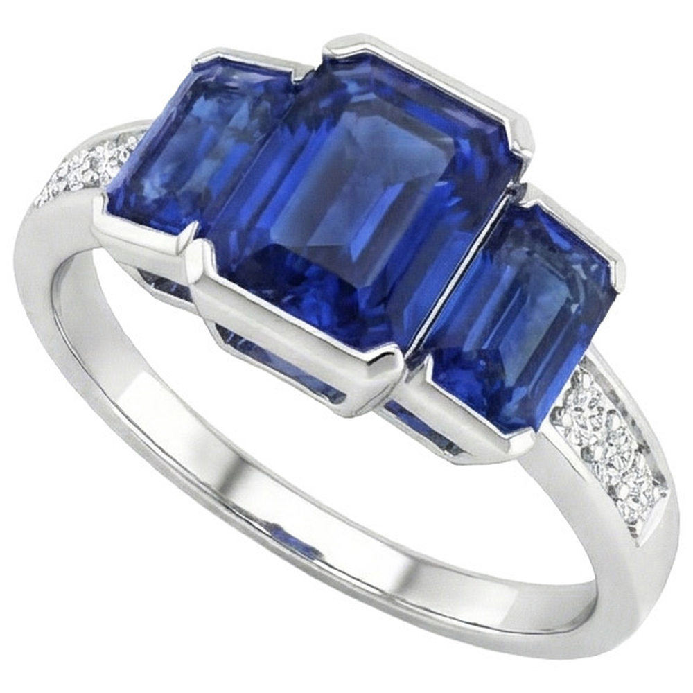 echter round saphir 3Karat ring Vorderansicht