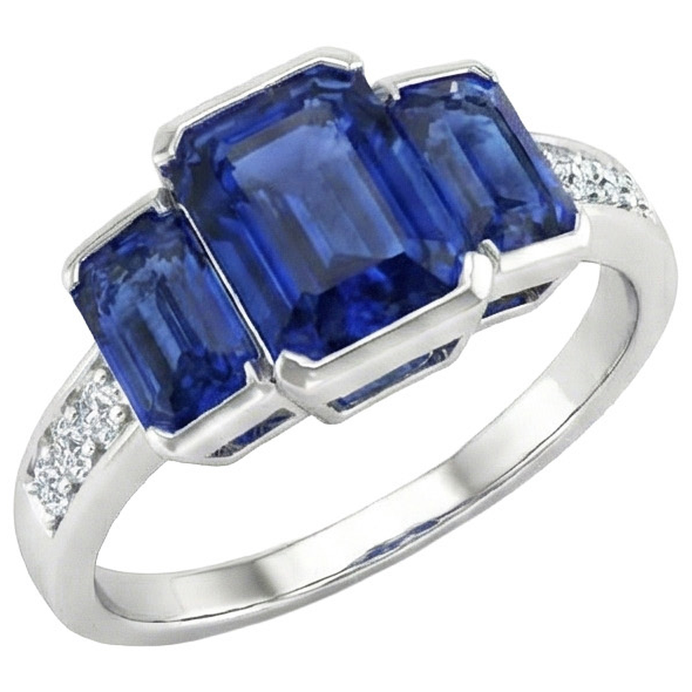 echter round saphir 3Karat ring Detailansicht