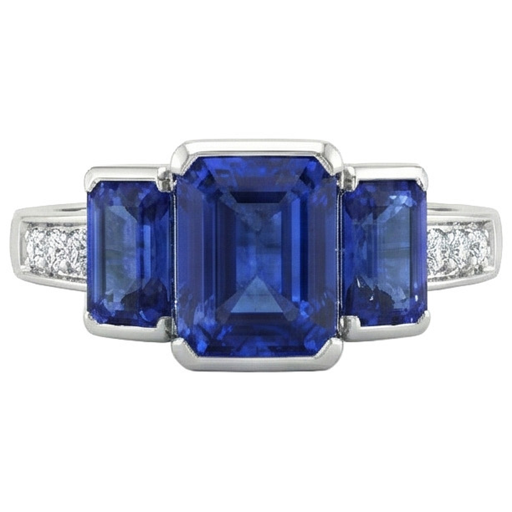 echter round saphir 3Karat ring Seitenansicht