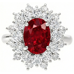6,50 Kt Natürlicher Roter Rubin Mit Diamanten Ring Weißgold