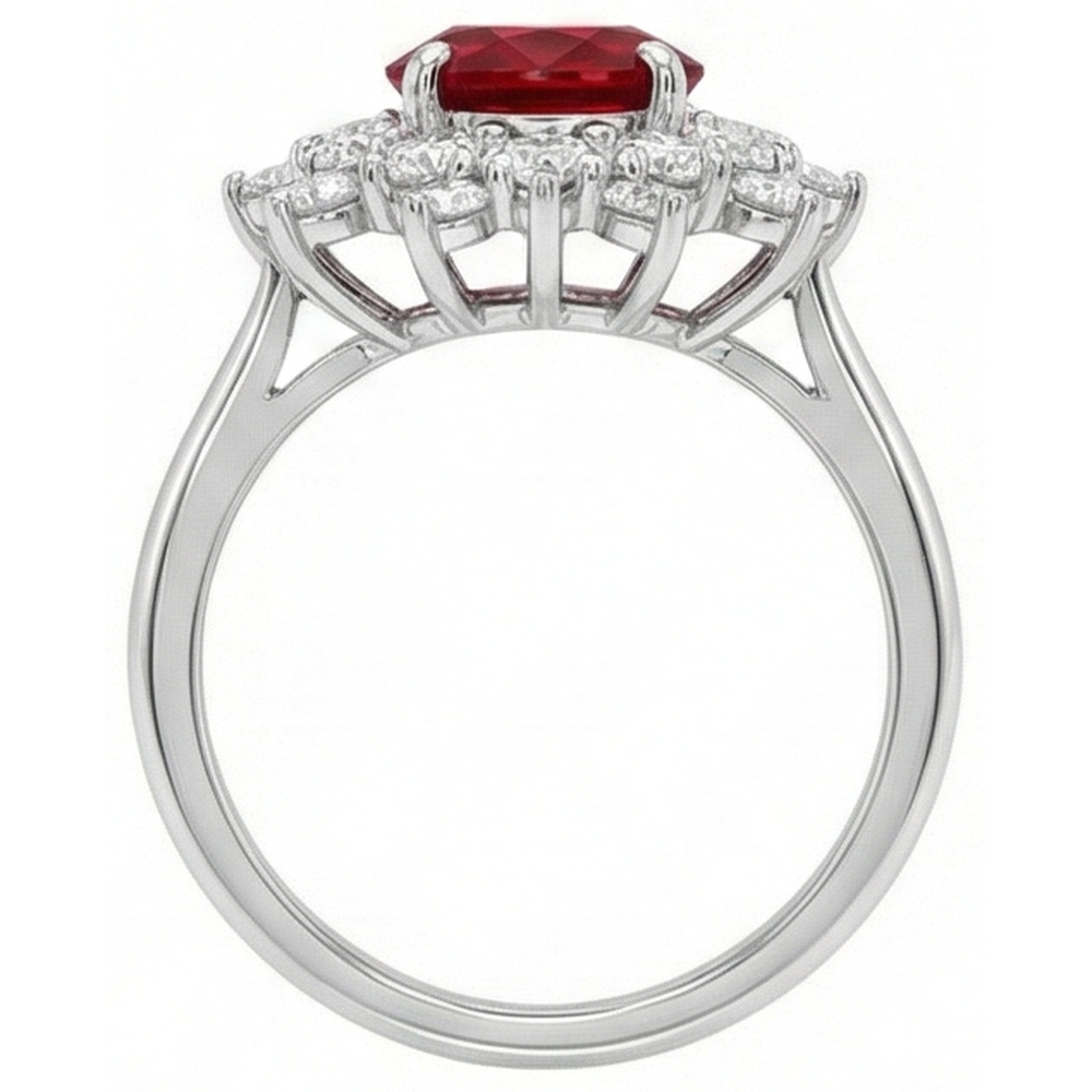 6,50 Kt Natürlicher Roter Rubin Mit Diamanten Ring Weißgold