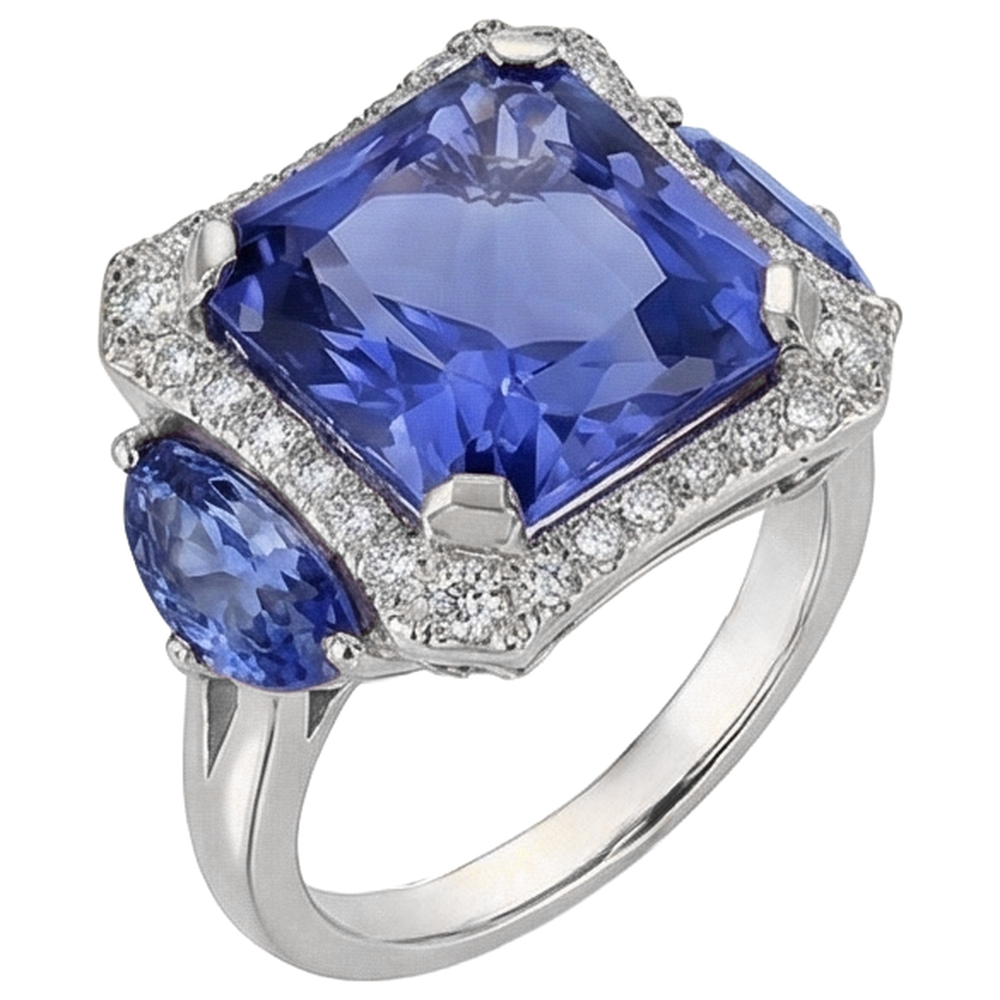 echter pear tansanit 6.75Karat ring Detailansicht