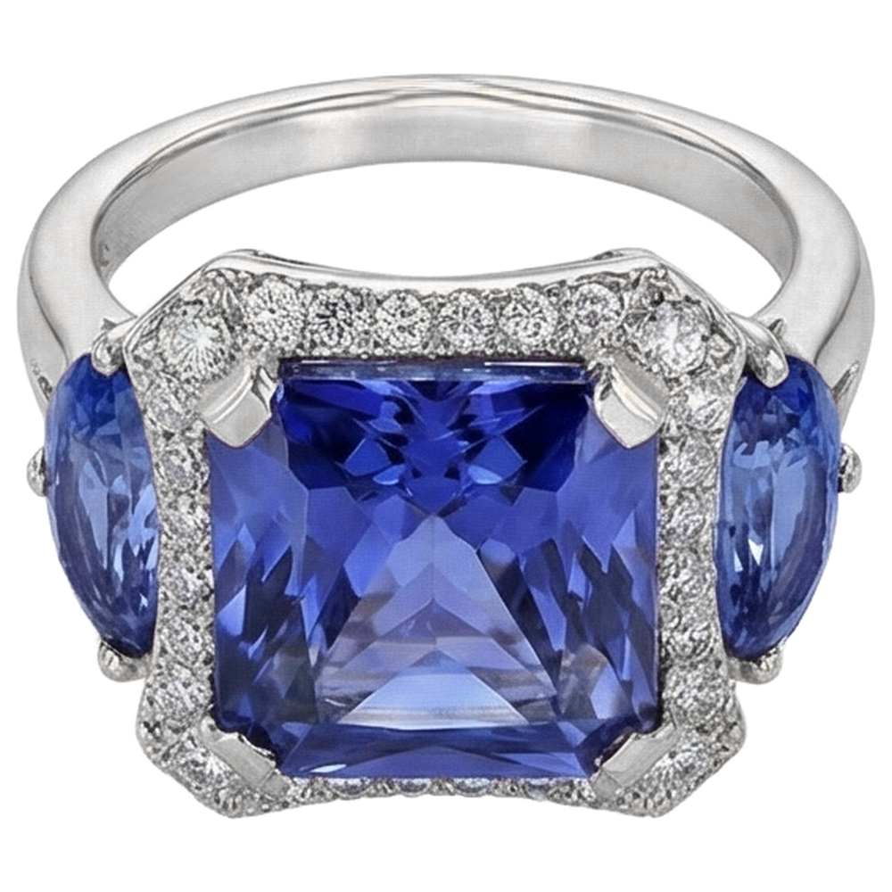 echter pear tansanit 6.75Karat ring Draufsicht