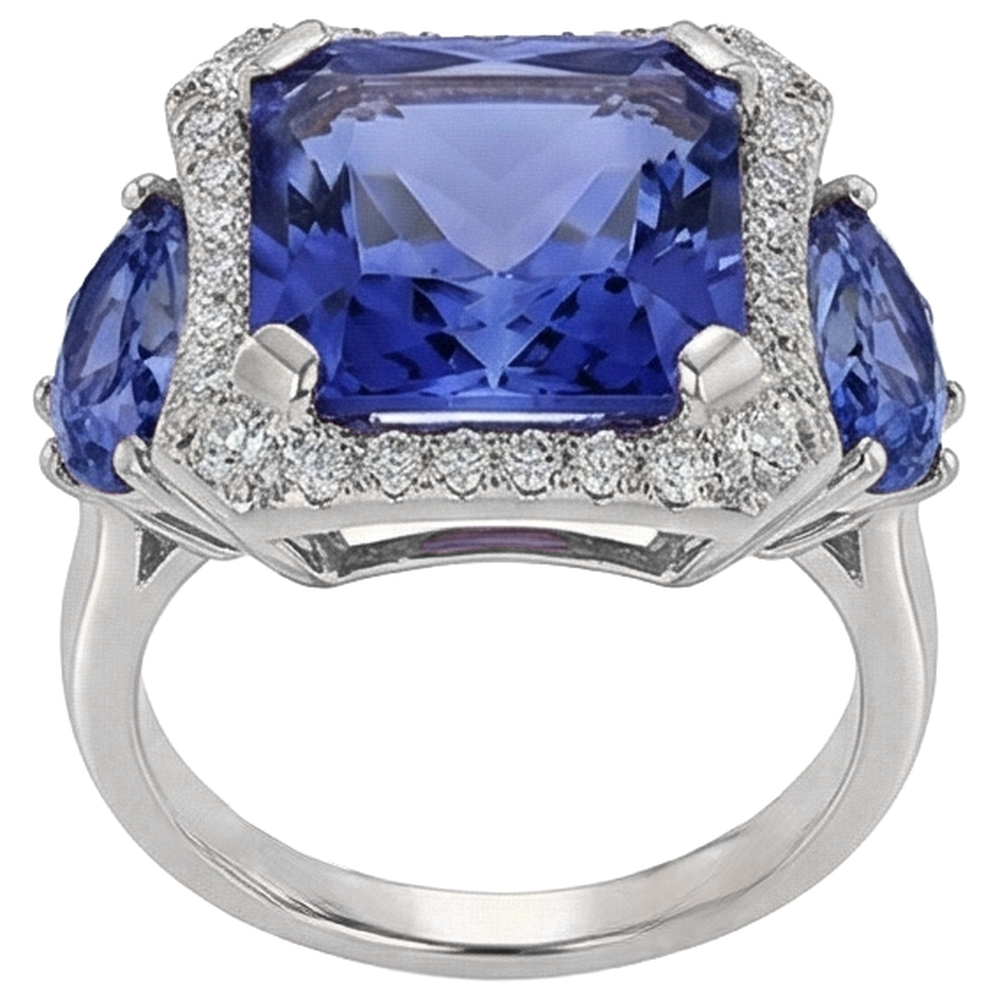 echter pear tansanit 6.75Karat ring Profilansicht