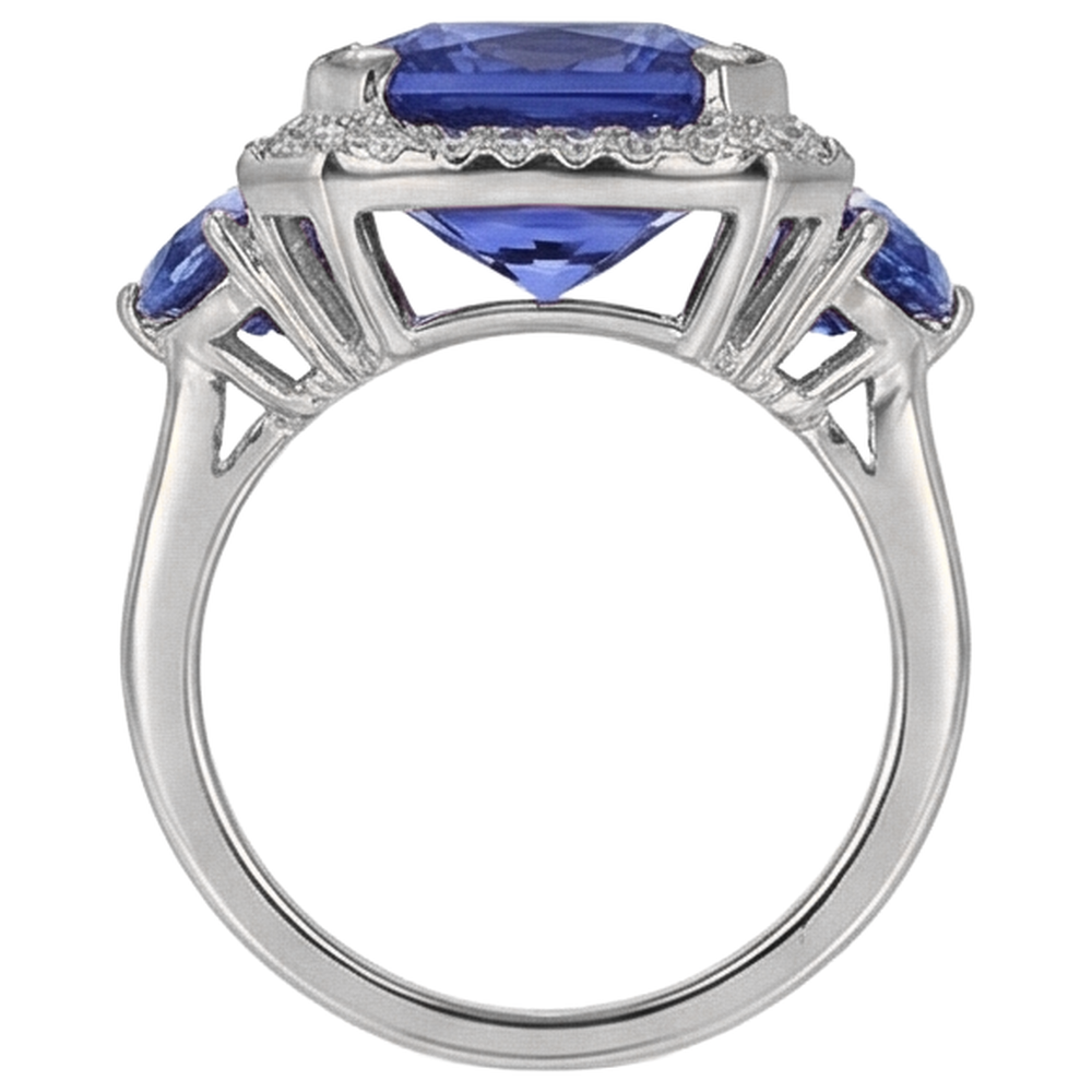 echter pear tansanit 6.75Karat ring mit Diamantbesatz