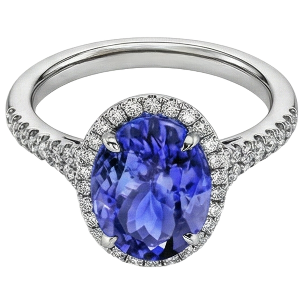 echter oval tansanit 6.85Karat ring Detailansicht